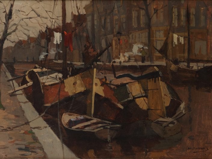 Boats in a canal, Amsterdam